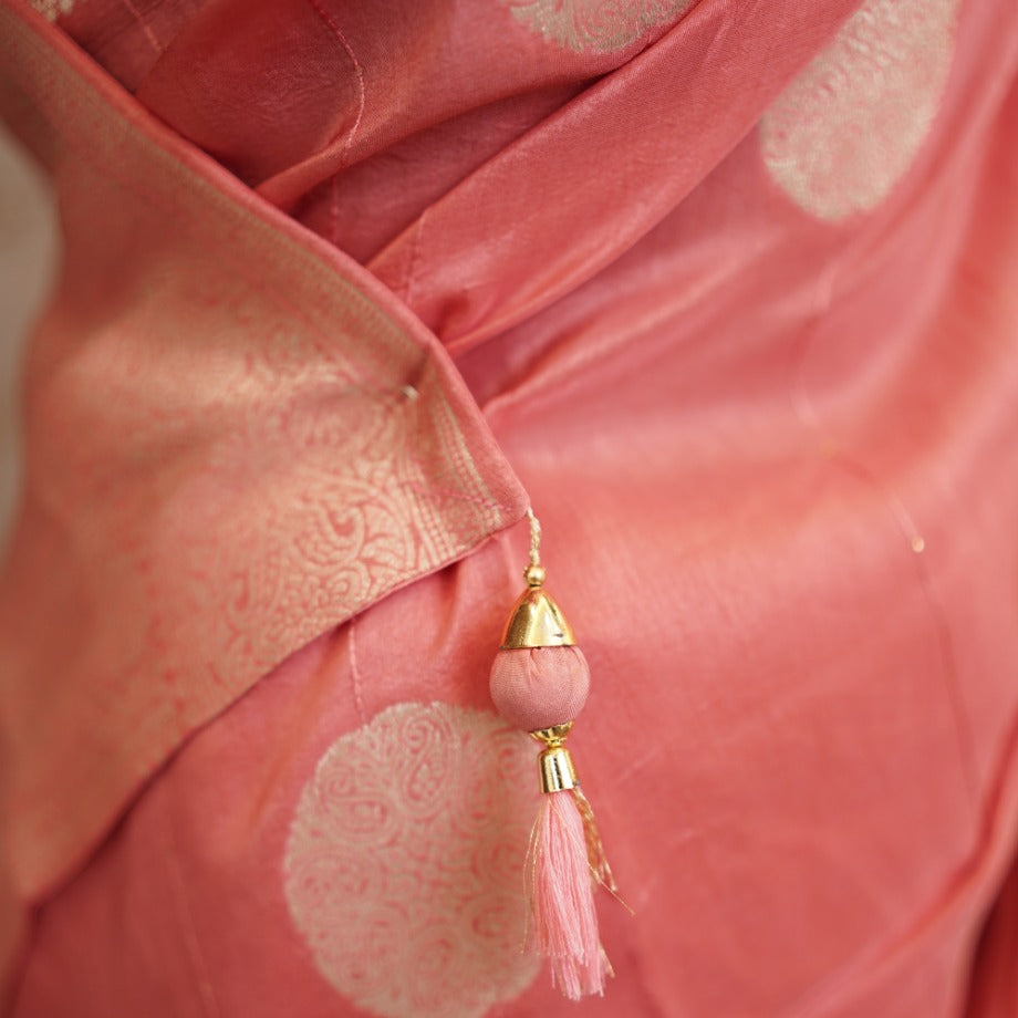 Baby Pink Zariwork Silk Saree