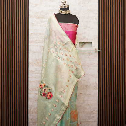 Light Green Dola Silk Saree