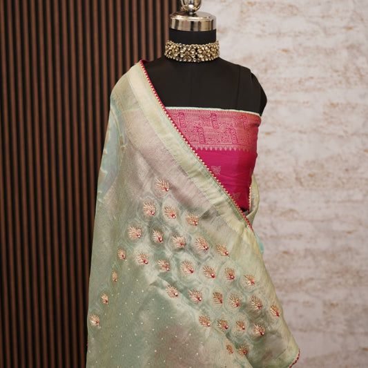 Light Green Dola Silk Saree