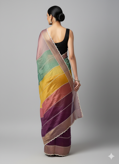 Luxe Multi-Color Satin Saree