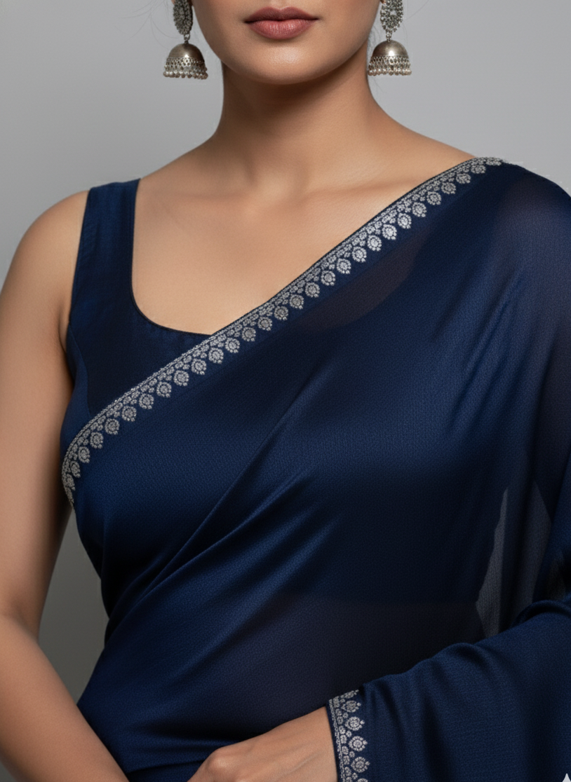 Midnight Blue Embellished Saree
