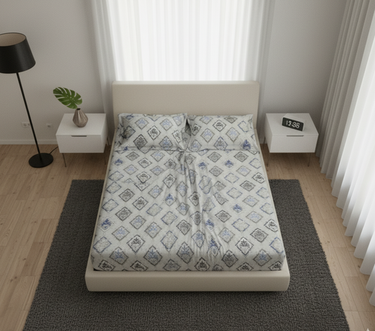 Serene Dreams King Size Bedsheet Set – Artisan Tile Print