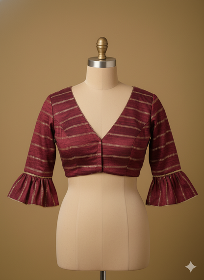 The 'Mayura' Scarlet Embroidered Blouse