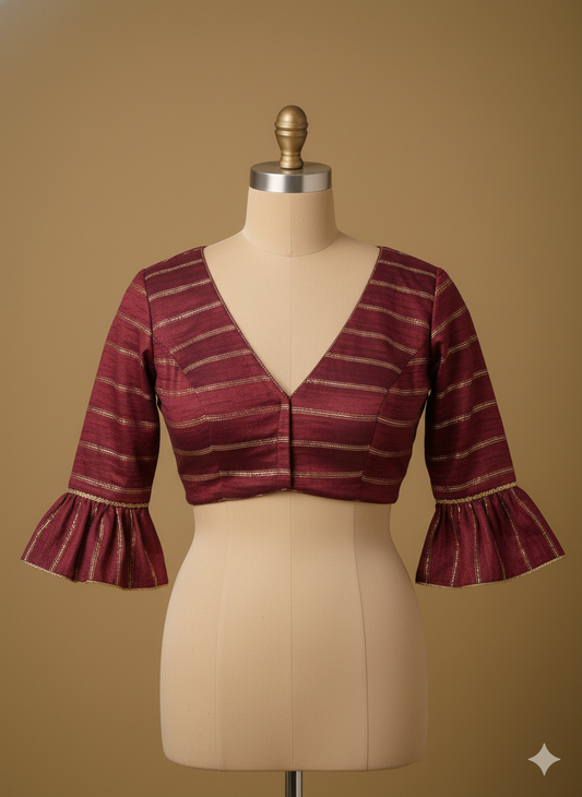 The 'Mayura' Scarlet Embroidered Blouse