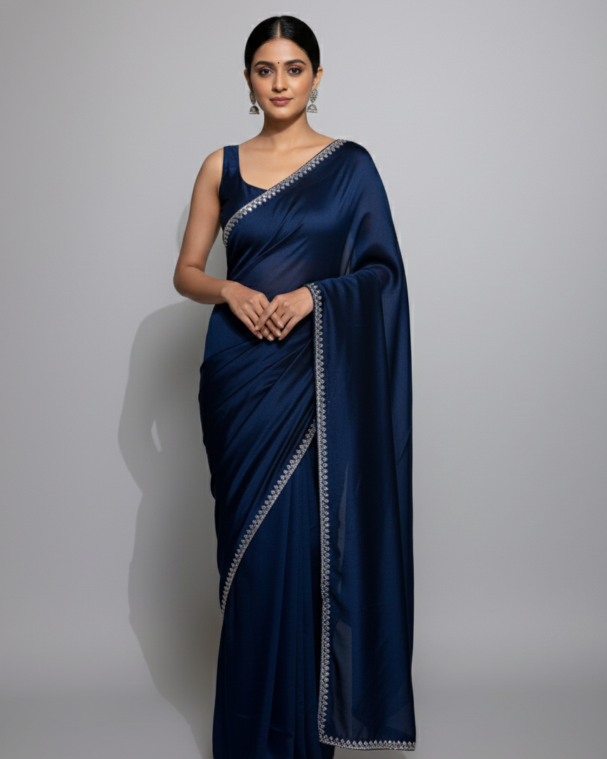 Midnight Blue Embellished Saree