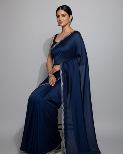 Midnight Blue Embellished Saree
