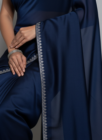 Midnight Blue Embellished Saree