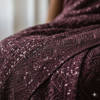 Regal Maroon Embroidered ; Sequin Saree