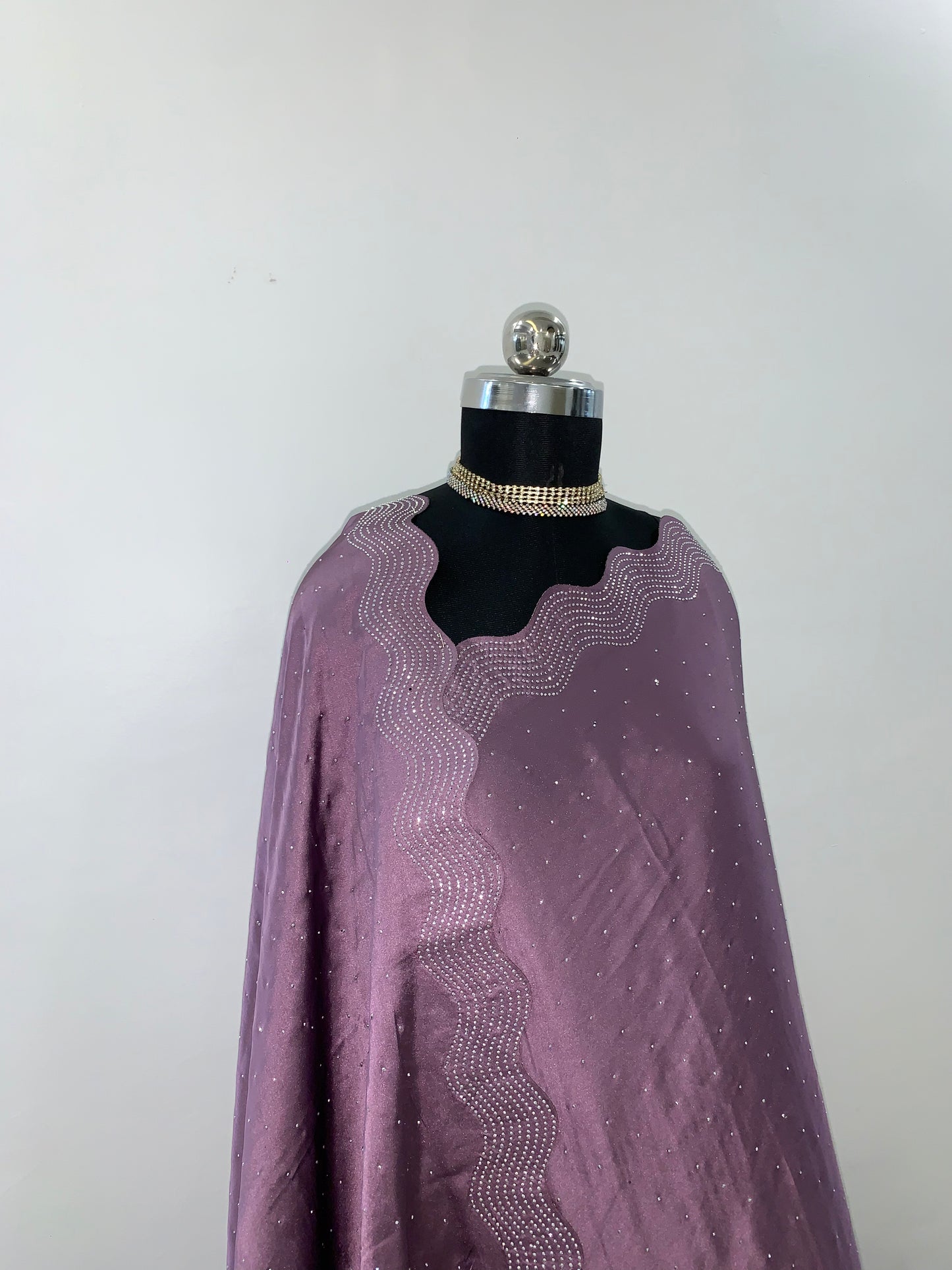 Purple Saree With Cutdana Border And Unstitched Blouse