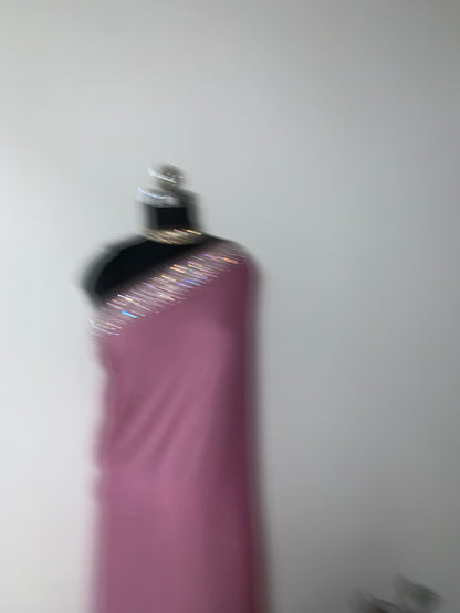 Onion Pink Textured Satin Saree With Stone Work And Unstitched Blouse Fabric