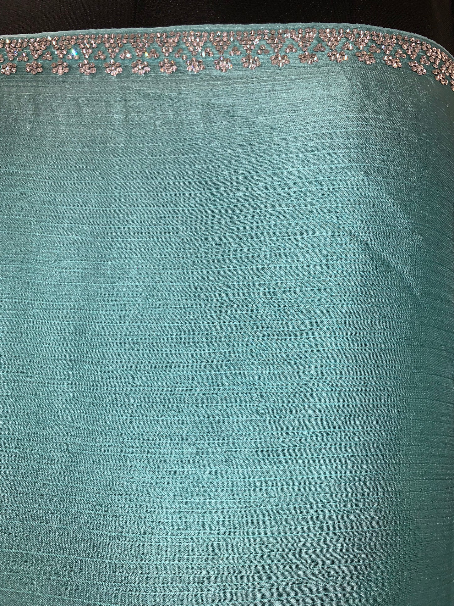 Blue Satin Saree With Stone Work And Unstitched Blouse Fabric