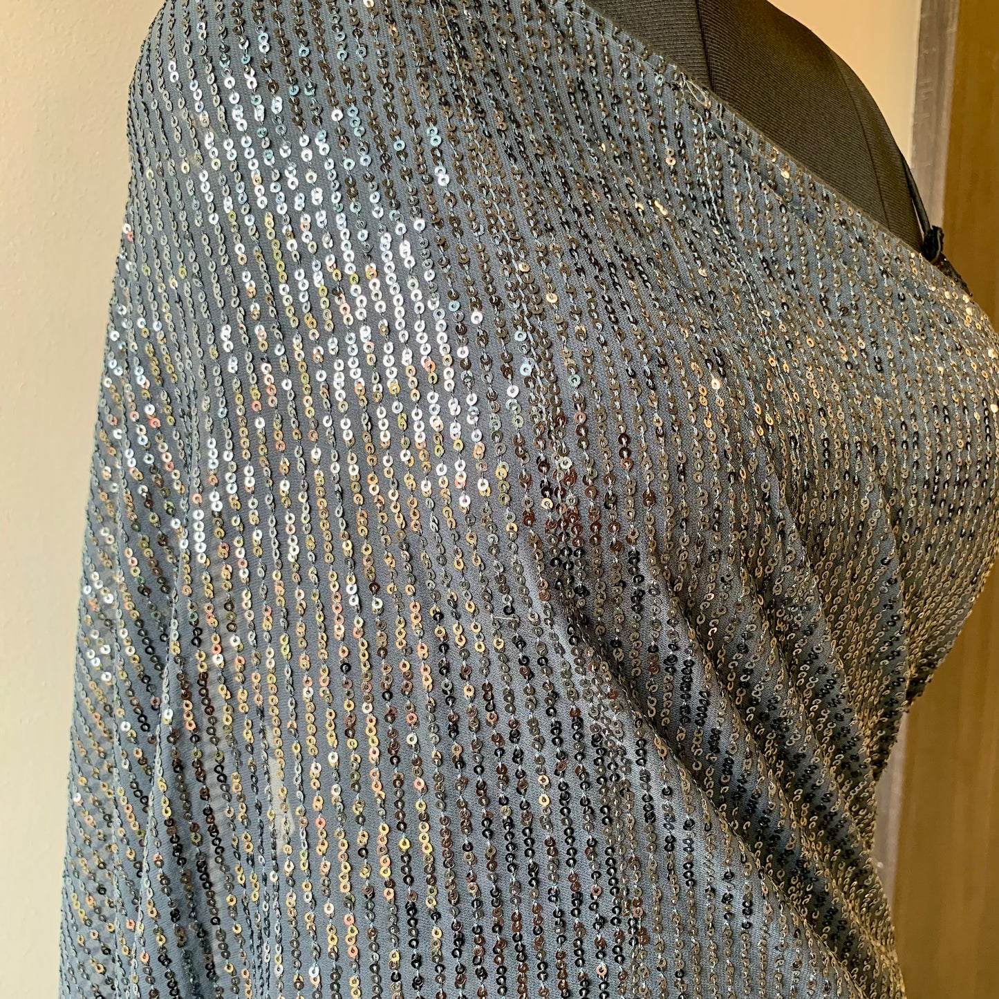 Grey Sequins Georgette Saree