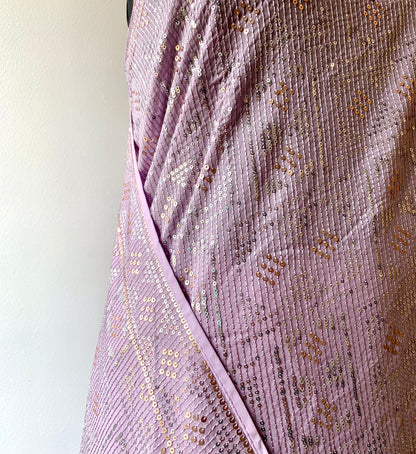 Lavender Sequins Georgette Saree