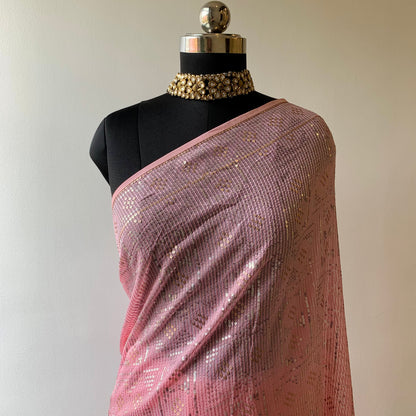 Pink Sequins Georgette Saree