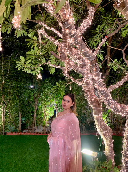 Blush Elegance – Handcrafted Saree