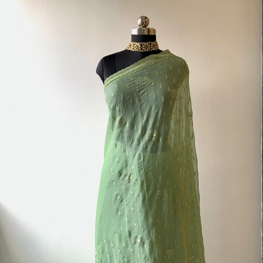 Green Thread and stonework Saree