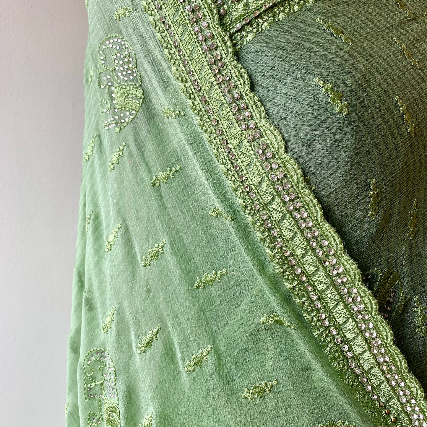 Green Thread and stonework Saree