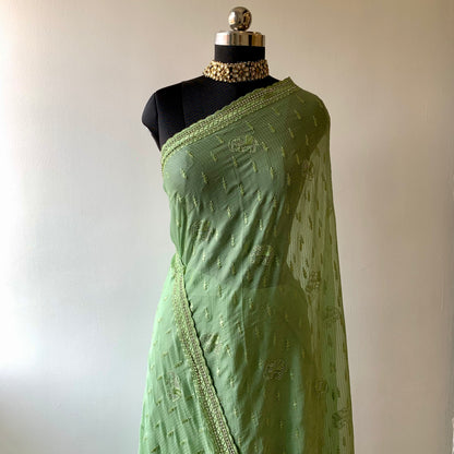 Green Thread and stonework Saree