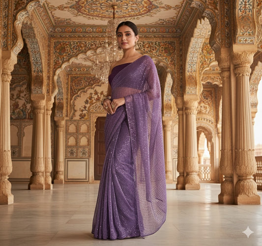 Amethyst Shimmer Organza Saree