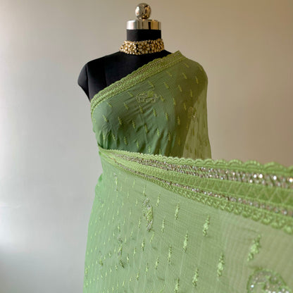 Green Thread and stonework Saree