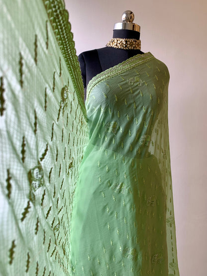 Green Thread and stonework Saree