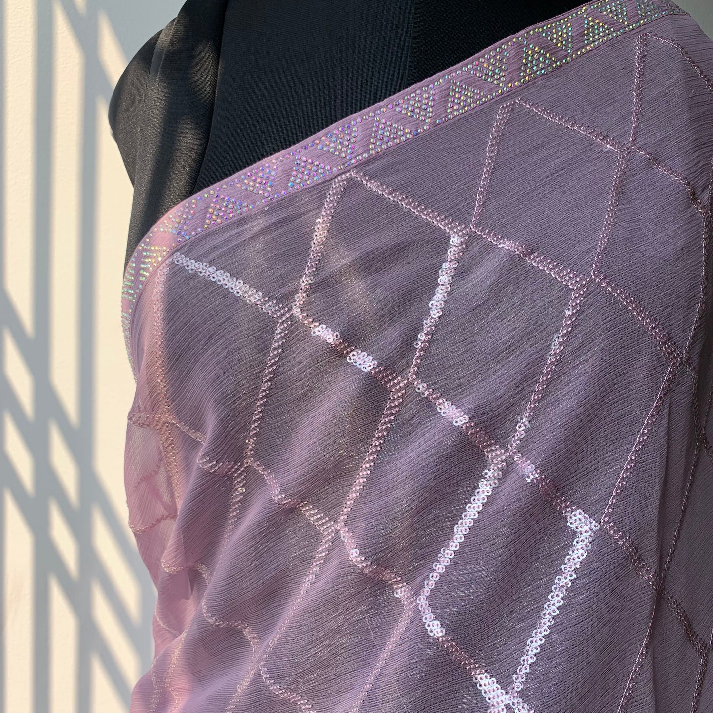 Lavender Sequins Shimmer Georgette Saree