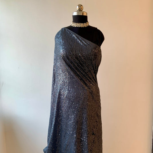 Grey Sequins Georgette Saree
