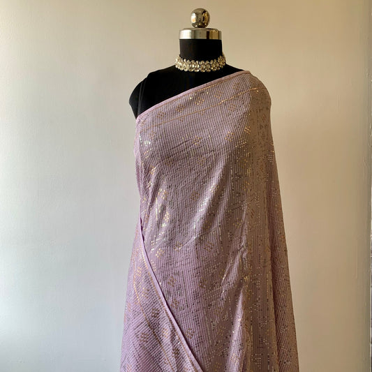 Lavender Sequins Georgette Saree