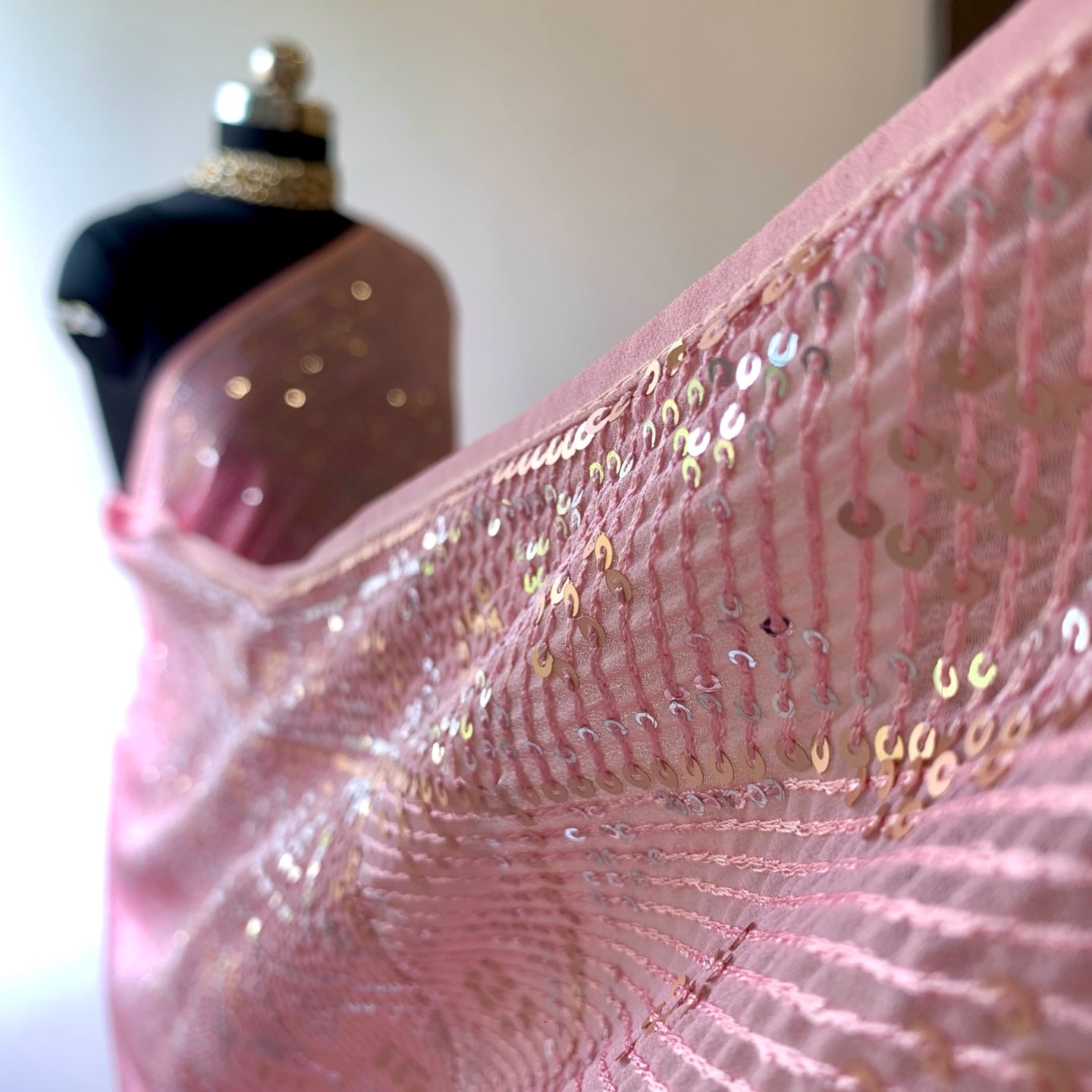 Pink Sequins Georgette Saree