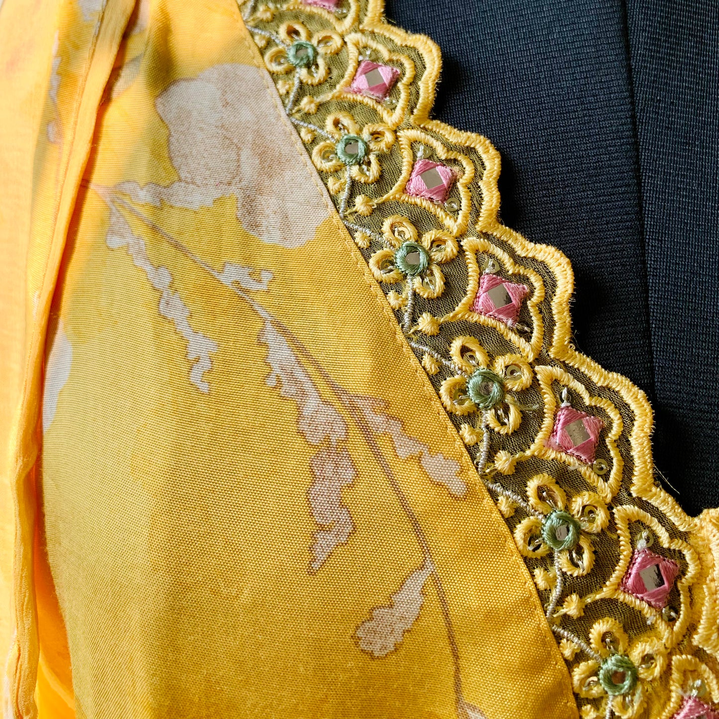 Yellow chinon suit set with Dupatta