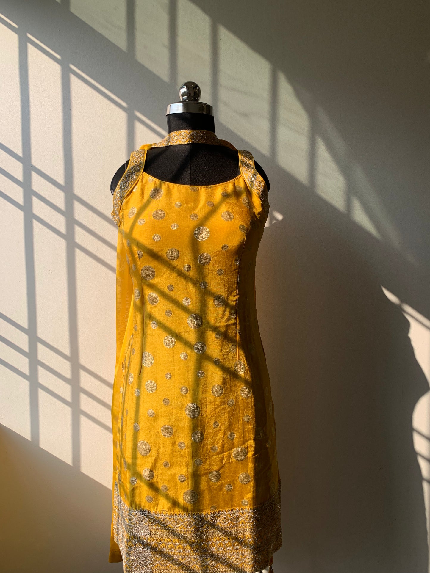 Chrome Yellow Sharara Suit With Embroidery