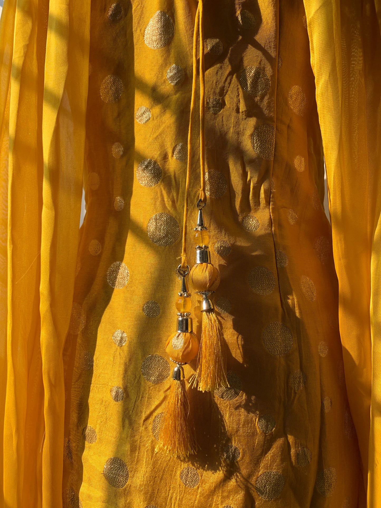 Chrome Yellow Sharara Suit With Embroidery