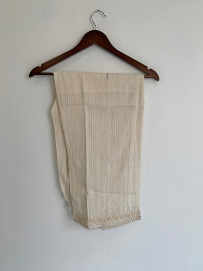 White Cotton Suit Set With Floral Work