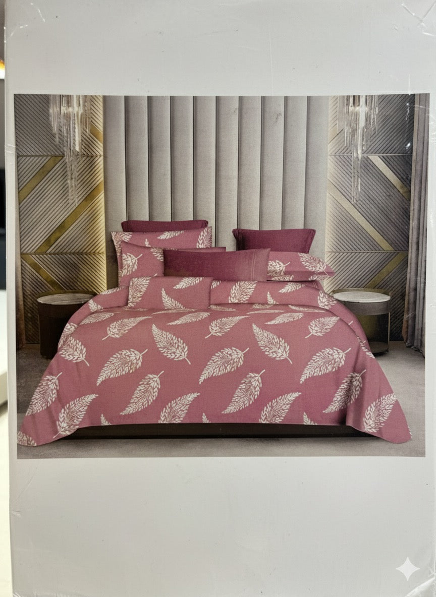 Blush Leaf Whisper King Size Cotton Bedsheet Set – Nature Inspired Elegance