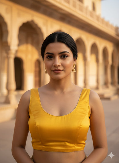 The 'Surya' Mustard Yellow Satin Blouse