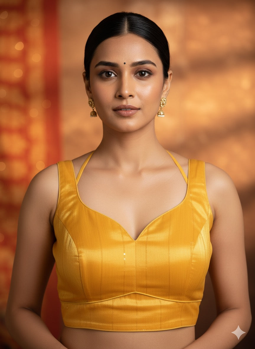 The 'Surya' Mustard Yellow Satin Blouse