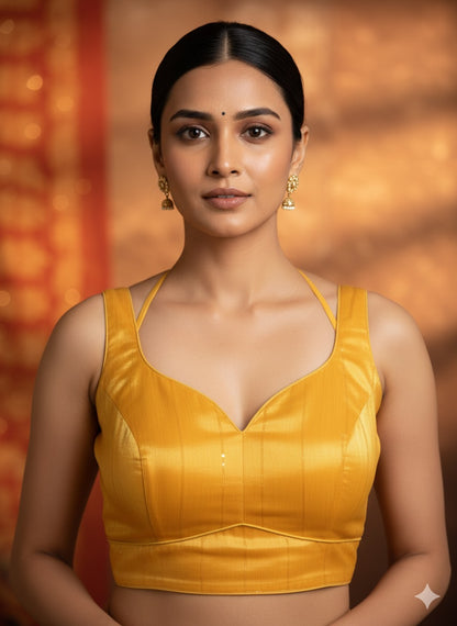 The 'Surya' Mustard Yellow Satin Blouse