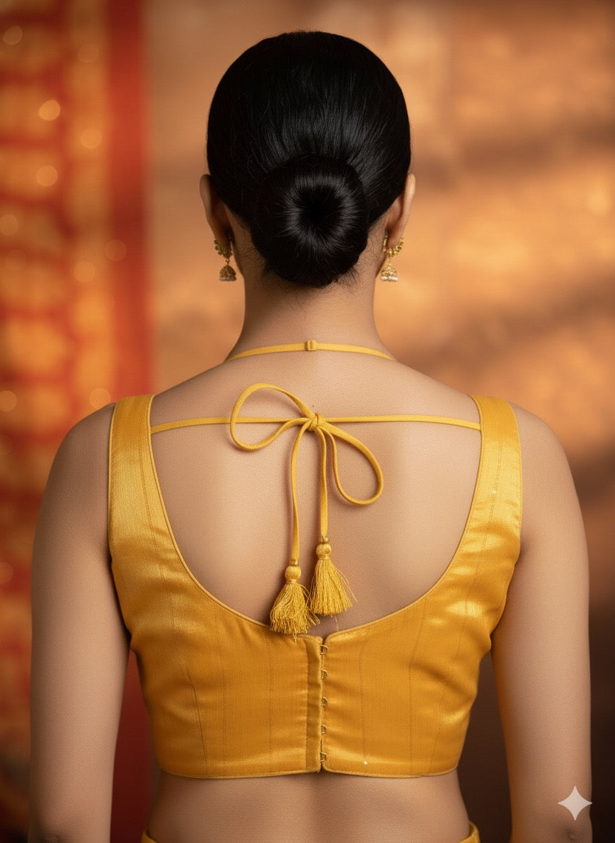The 'Surya' Mustard Yellow Satin Blouse