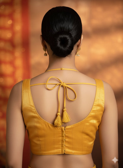 The 'Surya' Mustard Yellow Satin Blouse