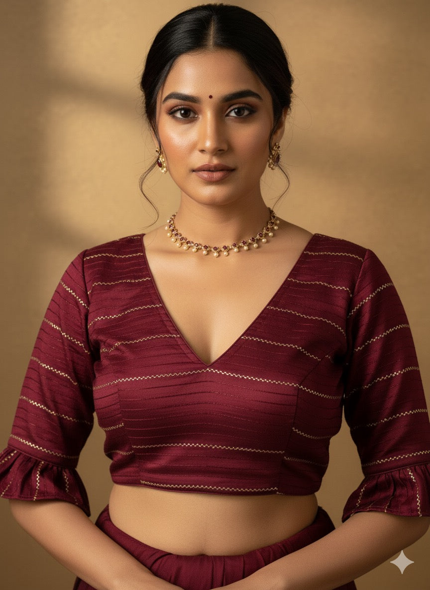 The 'Mayura' Scarlet Embroidered Blouse