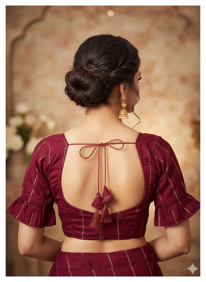 The 'Mayura' Scarlet Embroidered Blouse
