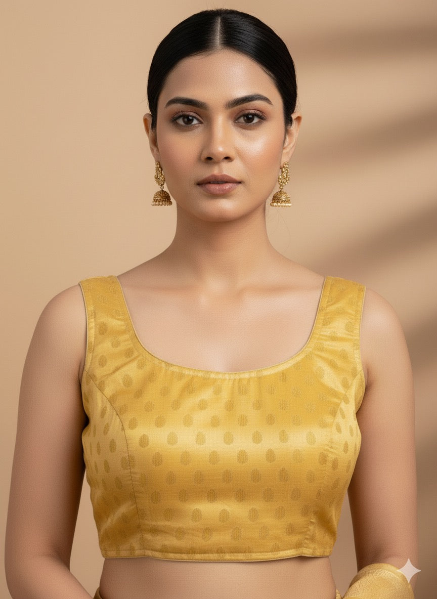 Mustard Yellow Banarasi Brocade Blouse