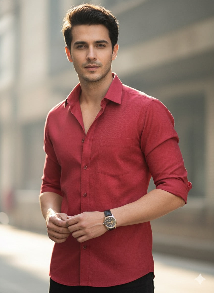 Classic Maroon Cotton Shirt