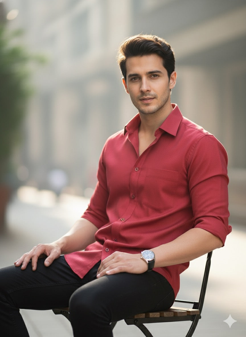 Classic Maroon Cotton Shirt