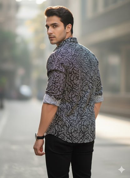Black Printed Cotton Shirt