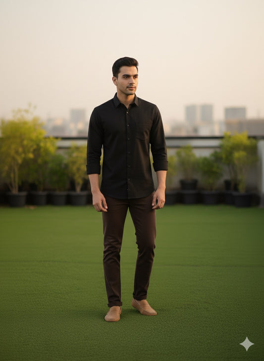 Classic Black Cotton Shirt