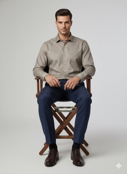 Taupe Geometric Print Formal Shirt