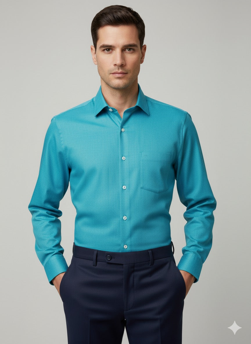 Aqua Blue Formal Cotton Shirt