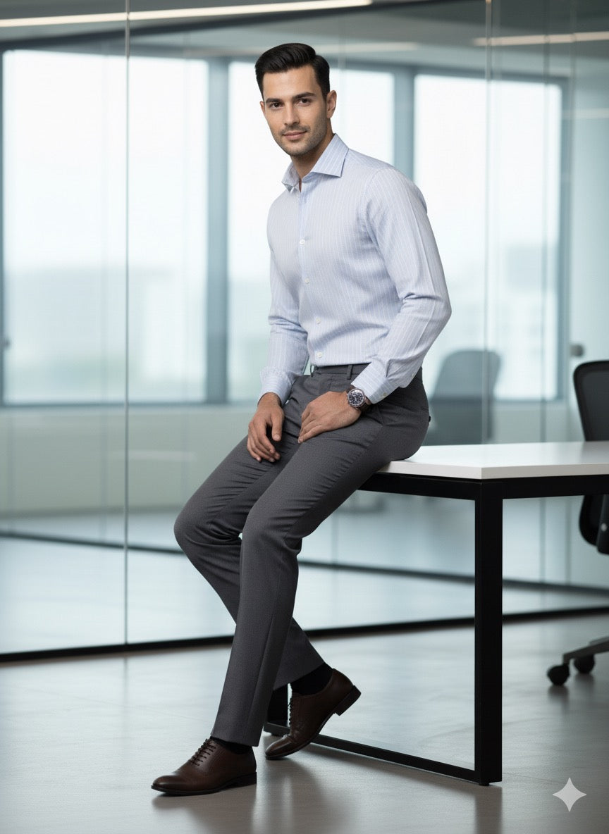 Light Blue Striped Formal Shirt