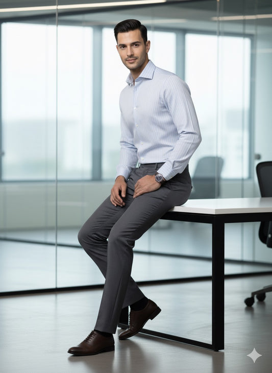 Light Blue Striped Formal Shirt